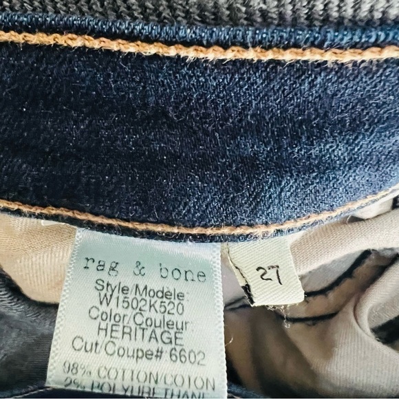 Rag & Bone Casual Summer Skinny Mid Rise Blue Denim Women's Jeans. Size 27 - Picture 5 of 8